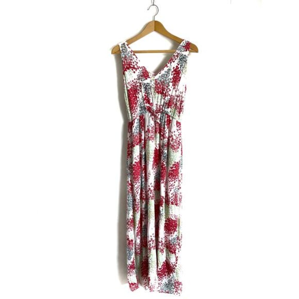 Lucky Brand sleeveless maxi dress red floral lined long elastic waist  Size XS
